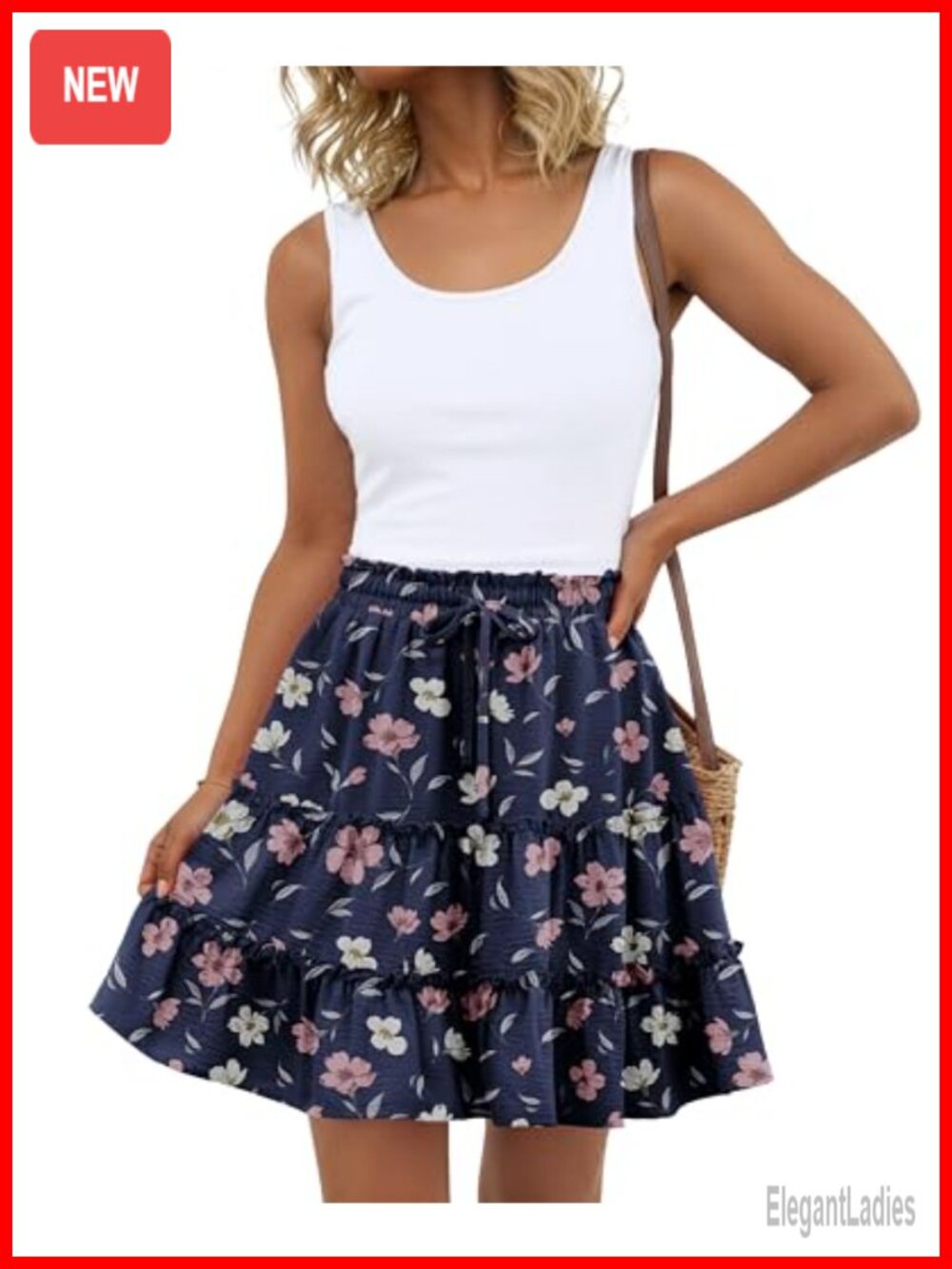 Flowy Mini Skort Ruffle Tiered High Waisted A-Line Casual